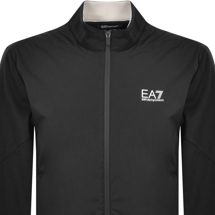 EA7 Emporio Armani Full Zip Logo Sweatshirt Black | Mainline
